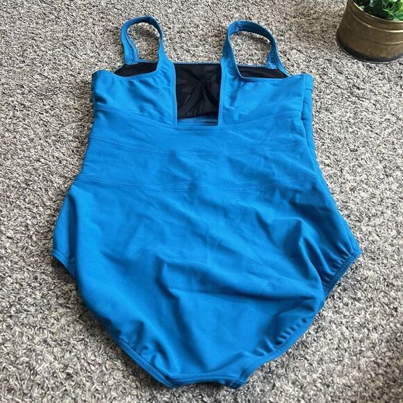 Miraclesuit Spectra Banded One Piece Swimsuit Solid Blue Plus Size US 16 UK 18 - Picture 4 of 8